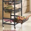 VASAGLE 5-Tier Storage Trolley with Pull-Out Baskets, Kitchen Shelf with Wheels, Handle, 31.7 x 40 x 95 cm, Rustic Brown and Ink Black LRC041K01 - Billede 3