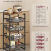 VASAGLE 5-Tier Storage Trolley with Pull-Out Baskets, Kitchen Shelf with Wheels, Handle, 31.7 x 40 x 95 cm, Rustic Brown and Ink Black LRC041K01 - Billede 4