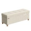 SONGMICS Storage Ottoman Bench, Foldable Ottoman Foot Rest with Legs, End of Bed Bench, Storage Chest, Load up to 300 kg, for Living Room, Bedroom, Entryway, 38 x 110 x 40 cm, Cream White LSF018W11