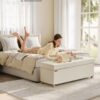 SONGMICS Storage Ottoman Bench, Foldable Ottoman Foot Rest with Legs, End of Bed Bench, Storage Chest, Load up to 300 kg, for Living Room, Bedroom, Entryway, 38 x 110 x 40 cm, Cream White LSF018W11 - Billede 2