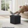 SONGMICS Ottoman Storage Box, Linen-Look Fabric Foldable Footstool with Storage, 22 L Pouffe Stool, 30 x 30 x 30 cm, Black, for Living Room, MINOTA Collection LSF028B01 - Billede 2