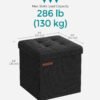 SONGMICS Ottoman Storage Box, Linen-Look Fabric Foldable Footstool with Storage, 22 L Pouffe Stool, 30 x 30 x 30 cm, Black, for Living Room, MINOTA Collection LSF028B01 - Billede 5