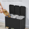 SONGMICS Kitchen Trash Can – 3 x 15 L Compartments – Ink Black – LTB740B02 - Billede 2