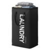SONGMICS Laundry Hamper, 21.1-Gallon (80 L) Laundry Basket with Handles, Water-Repellent Storage Basket for Laundry Room, Bedroom, Bathroom, Foldable, Ink Black RLH001BH01
