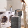 SONGMICS Laundry Basket with Lid, Plastic Laundry Hamper, 19.8 Gallons (75 L), Slim Storage Basket, for Bathroom, Bedroom, Dark Grey RLH021G101 - Billede 2