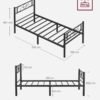 VASAGLE Single Bed, Single Bed, Metal, Suitable for Mattress 90 x 200 cm, Easy Assembly, for Small Spaces, Guest Room, Teen Room, Ink Black RMB062B01 - Billede 4