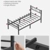 VASAGLE Single Bed, Single Bed, Metal, Suitable for Mattress 90 x 200 cm, Easy Assembly, for Small Spaces, Guest Room, Teen Room, Ink Black RMB062B01 - Billede 7