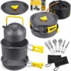 Campeo Tourist-servisset: Kastruller, bestick, stekpanna, vattenkokare, fodral
