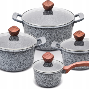 Set med 8 kokkärlsset i granit, induktion/gassten, för ugn