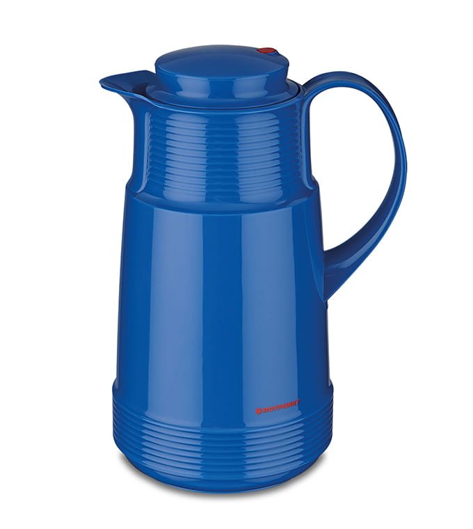 Blå termokande til varme eller kolde drikke, 1,0 L kapacitet.