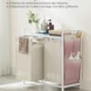 Vasketøjskurv med 2 rum, metalramme, 2 x 46 l, 73 x 33 x 72 cm - Billede 2