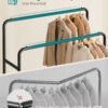 SONGMICS Clothes Rack, Garment Rack on Wheels, Coat Rack, 2 Lockable Wheels, Bedroom, Double Rods, Holds up to 90 kg, 46.5 x 110 x 155.5 cm, Ink Black HSR017BH01 - Billede 3