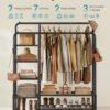 SONGMICS Clothes Rail, Heavy Duty Clothes Rack with 7 Storage Shelves, Double Hanging Rods, Metal Coat Rack, Open Wardrobe for Bedroom, Living Room, Hallway, Black HSR182B01 - Billede 3