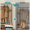 SONGMICS Clothes Rail, Heavy Duty Clothes Rack with 7 Storage Shelves, Double Hanging Rods, Metal Coat Rack, Open Wardrobe for Bedroom, Living Room, Hallway, Black HSR182B01 - Billede 4