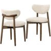 VASAGLE Wooden Dining Chairs Set of 2, Upholstered Kitchen Chairs with Solid Wood Legs, Ergonomic Curved Backrest, Built-In Handle, Mid Century Modern, for Kitchen Dining Vanity, Cappuccino Beige