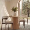 VASAGLE Wooden Dining Chairs Set of 2, Upholstered Kitchen Chairs with Solid Wood Legs, Ergonomic Curved Backrest, Built-In Handle, Mid Century Modern, for Kitchen Dining Vanity, Cappuccino Beige - Billede 2