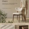VASAGLE Wooden Dining Chairs Set of 2, Upholstered Kitchen Chairs with Solid Wood Legs, Ergonomic Curved Backrest, Built-In Handle, Mid Century Modern, for Kitchen Dining Vanity, Cappuccino Beige - Billede 3
