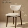 VASAGLE Wooden Dining Chairs Set of 2, Upholstered Kitchen Chairs with Solid Wood Legs, Ergonomic Curved Backrest, Built-In Handle, Mid Century Modern, for Kitchen Dining Vanity, Cappuccino Beige - Billede 7