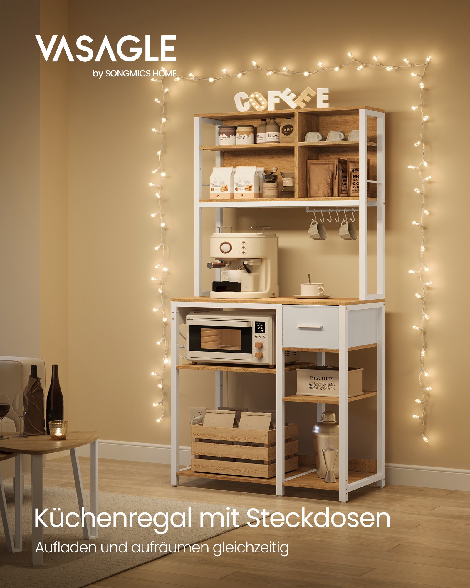 Køkkenreol med stikdåser, fritstående reol, 40 x 80 x 180,4 cm, bageri-reol 1 Køkkenreol med stikdåser, fritstående reol, 40 x 80 x 180,4 cm, bageri-reol
