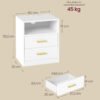 VASAGLE Custos Collection LET629WB01 Bedside Table with Charging Station, LED Lighting, Side Table, Modern with Drawers, 2 AC Outlets and USB Ports, Cloud White - Billede 4