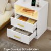 VASAGLE Custos Collection LET629WB01 Bedside Table with Charging Station, LED Lighting, Side Table, Modern with Drawers, 2 AC Outlets and USB Ports, Cloud White - Billede 5