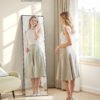 SONGMICS Full Length Mirror, Rectangle Full Body Floor Mirror with Stand, Aluminium Alloy Frame, Tempered Glass, for Bedroom, Living Room, Cloakroom, Square Corner, 160 x 50 cm, Matte Black LFM050BD01 - Billede 2