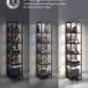 VASAGLE 6 Tier Bookcase with Adjustable LED Lighting, Shelf with Steel Frame, 30.3 x 40 x 178.6 cm, for Living Room, Bedroom, Study Room, Ebony Black LLS121B57 - Billede 5
