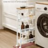 VASAGLE 4-Shelf Trolley, Space-Saving Kitchen Cart with Wheels, Steel Frame, Handle, Trolley for Small Spaces, Kitchen Bathroom Living Room Studio, Oak and White LRC032W09 - Billede 3