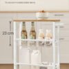 VASAGLE 4-Shelf Trolley, Space-Saving Kitchen Cart with Wheels, Steel Frame, Handle, Trolley for Small Spaces, Kitchen Bathroom Living Room Studio, Oak and White LRC032W09 - Billede 5