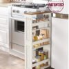 VASAGLE 4-Tier Narrow Kitchen Cart, Niche Shelf on Wheels, Handle, for Small Spaces, 40 x 15 x 86.5 cm, Bathroom, Laundry Room, Vintage White-Honey Brown LRC050K01 - Billede 2