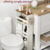 VASAGLE 4-Tier Narrow Kitchen Cart, Niche Shelf on Wheels, Handle, for Small Spaces, 40 x 15 x 86.5 cm, Bathroom, Laundry Room, Vintage White-Honey Brown LRC050K01 - Billede 5