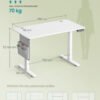 SONGMICS Electric Height Adjustable Desk 100 x 60 cm Memory Function with 4 Heights, USB-C Port, Cloud White LSD130WZ01 - Billede 6