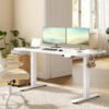 SONGMICS Electric Standing Desk , Adjustable Height Dual Motor, 160 x 80x73-121 cm cm, White, 100 kg Dynamic Load, Memory Handset - Billede 2