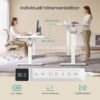 SONGMICS Electric Standing Desk , Adjustable Height Dual Motor, 160 x 80x73-121 cm cm, White, 100 kg Dynamic Load, Memory Handset - Billede 5