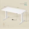 SONGMICS Electric Standing Desk , Adjustable Height Dual Motor, 160 x 80x73-121 cm cm, White, 100 kg Dynamic Load, Memory Handset - Billede 6