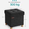 SONGMICS LSF014B11 Bench with Storage Space Shoe Bench Folding Seat Chest Storage Box Footstool 38 x 38 x 40 cm for Living Room Bedroom Black - Billede 4