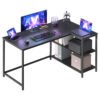 L-formet computerbord, hjørnebord med opbevaring, 120 x 80 cm