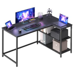 L-formet computerbord, hjørnebord med opbevaring, 120 x 80 cm