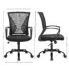 SONGMICS OBN22BK Office Chair with Mesh Covering, Height-Adjustable Computer Chair, 360° Swivel Chair, Rocker Function, Breathable, Office, Study, Maximum Load 120 kg - Billede 7