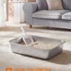 Feandrea PP Plastic, Stainless Steel Litter Box, Open Top Cat Litter Tray with Scoop - Billede 2