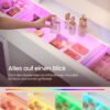 VASAGLE Vanity Table with LED Mirror and RGB Lighting, Power Outlets, Glass Top, Storage Cabinets, 107 x 40 x 144.5 cm, White, Bedroom, Kailyn Collection RDT145WB01 - Billede 3
