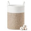 SONGMICS Laundry Basket, Laundry Hamper for Children, Cotton Rope Storage Basket with Handles, for Blankets, Toys, Living Room, Bedroom, Children's Room, 80 L, White and Greyish Brown RLH062LZ01