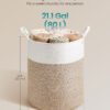 SONGMICS Laundry Basket, Laundry Hamper for Children, Cotton Rope Storage Basket with Handles, for Blankets, Toys, Living Room, Bedroom, Children's Room, 80 L, White and Greyish Brown RLH062LZ01 - Billede 5