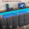 Sengeramme 140 x 190 cm med 2 skuffer, LED og ladestation - Billede 2