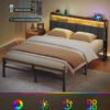 Sengeramme 140 x 190 cm med 2 skuffer, LED og ladestation - Billede 3