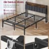 Sengeramme 140 x 190 cm med 2 skuffer, LED og ladestation - Billede 4