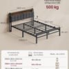 Sengeramme 140 x 190 cm med 2 skuffer, LED og ladestation - Billede 5
