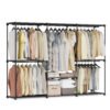 SONGMICS Clothes Wardrobe, Portable Closet, Open Storage Wardrobe, Clothes Garment Rack, 205 x 43 x 166 cm, 5 Hanging Rods and Shelves, for Bedroom, Living Room, Laundry Room, Ink Black RYG035B01