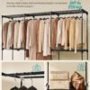 SONGMICS Clothes Wardrobe, Portable Closet, Open Storage Wardrobe, Clothes Garment Rack, 205 x 43 x 166 cm, 5 Hanging Rods and Shelves, for Bedroom, Living Room, Laundry Room, Ink Black RYG035B01 - Billede 3