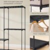 SONGMICS Clothes Wardrobe, Portable Closet, Open Storage Wardrobe, Clothes Garment Rack, 205 x 43 x 166 cm, 5 Hanging Rods and Shelves, for Bedroom, Living Room, Laundry Room, Ink Black RYG035B01 - Billede 5
